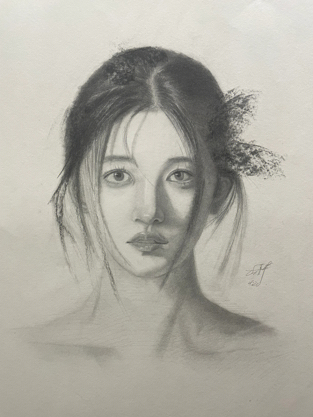 美女素描过程图