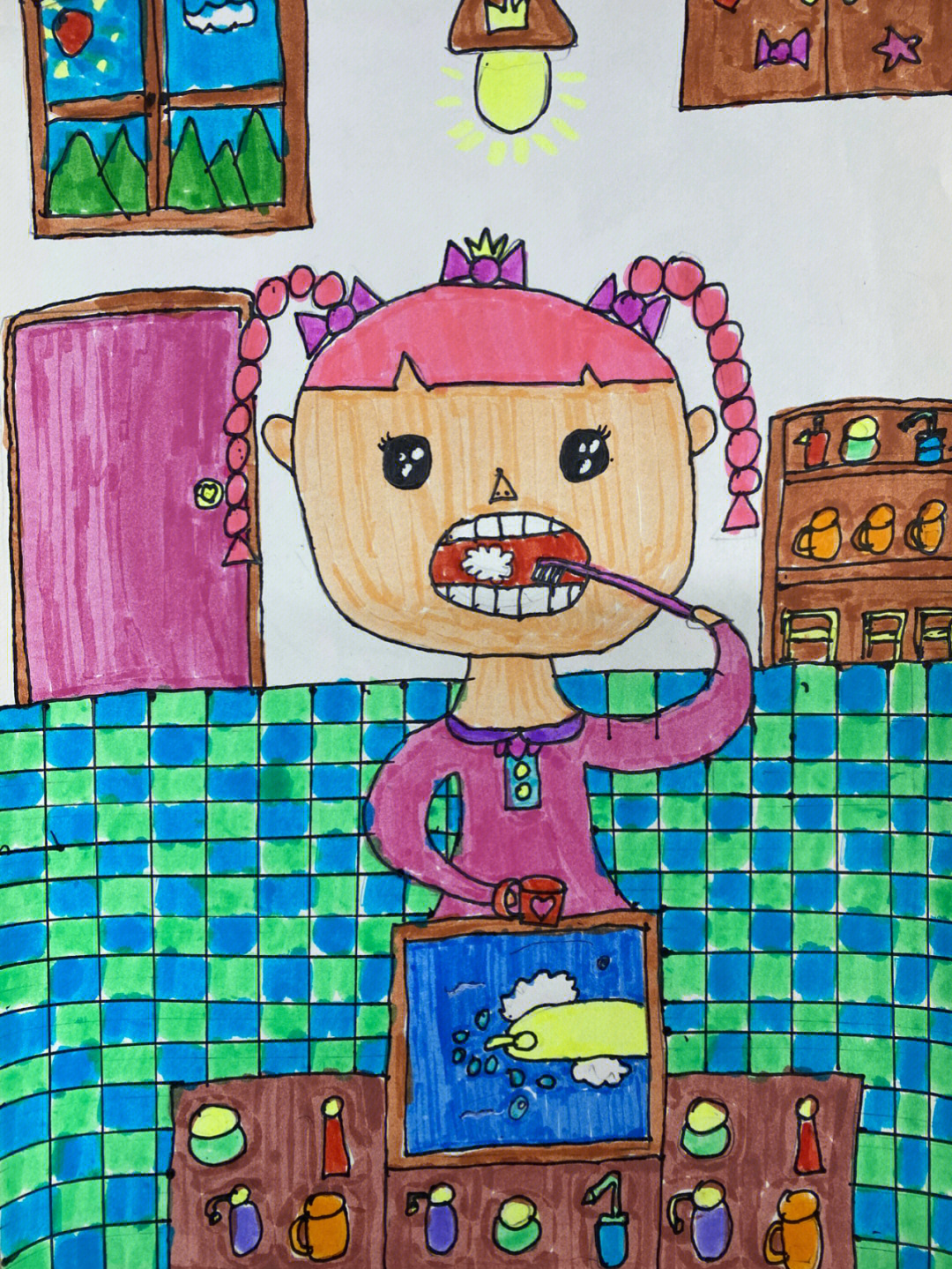 刷牙儿童画画法图片