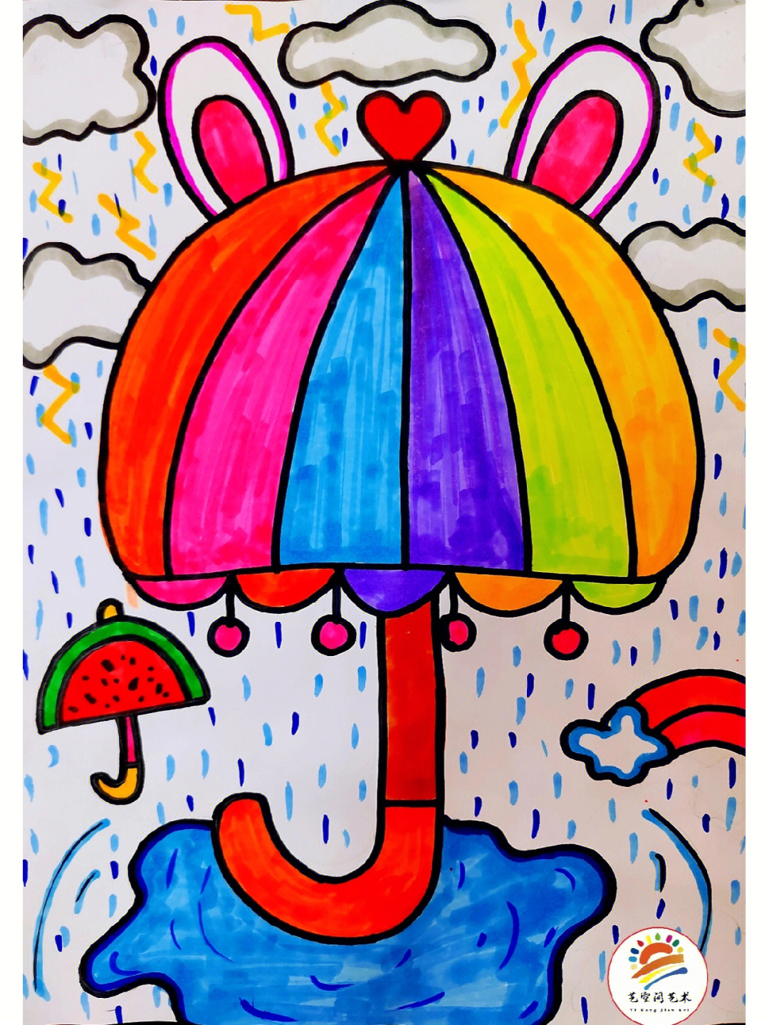 1～7岁儿童画 小伞图片