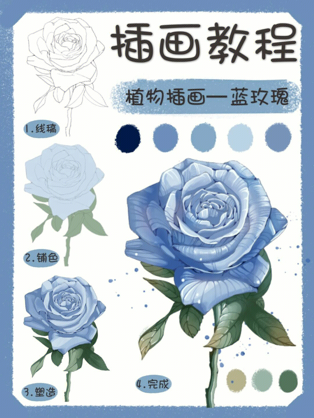 蓝玫瑰画法图片