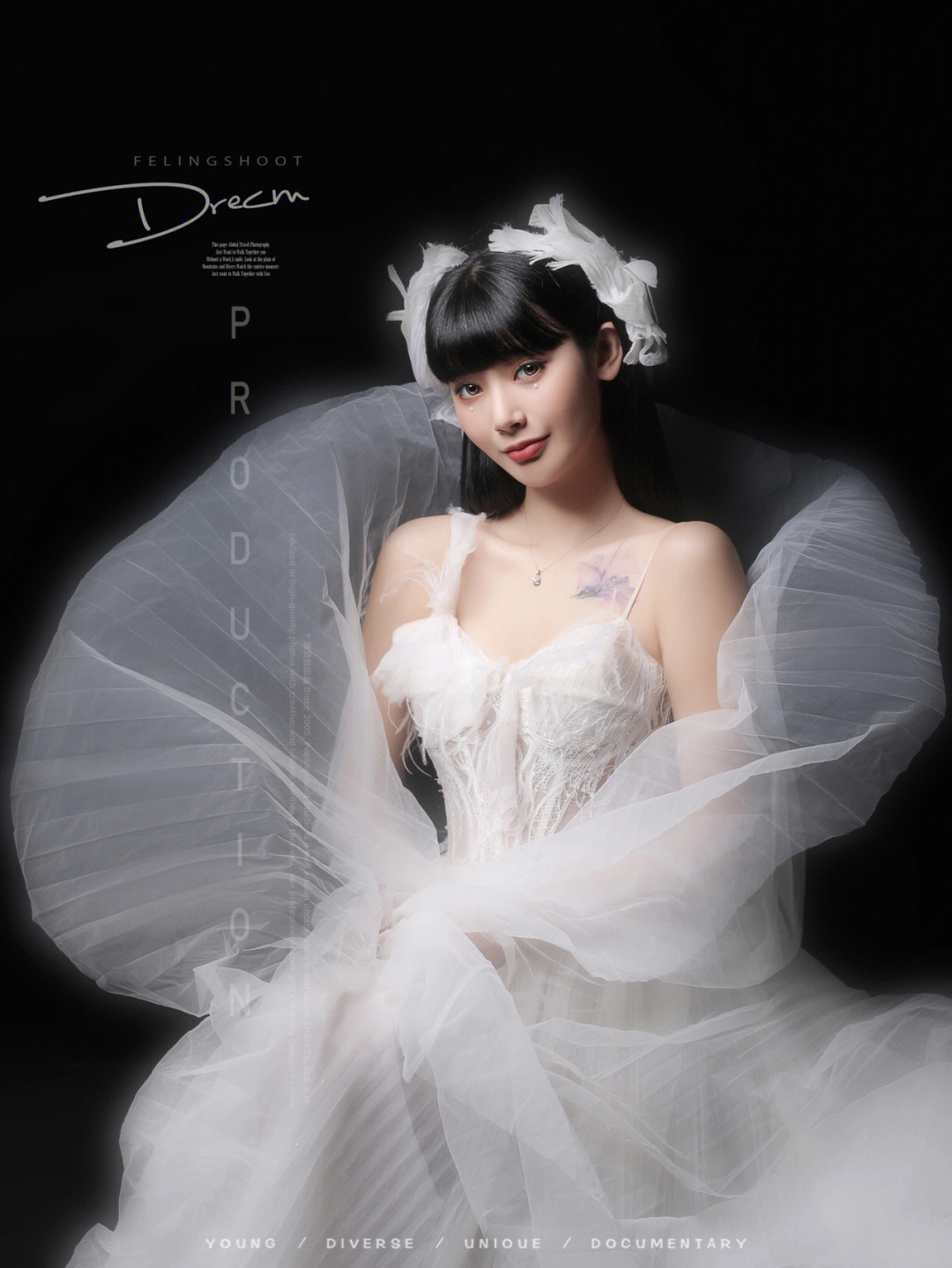 美到发光的齐刘海新娘造型婚纱照