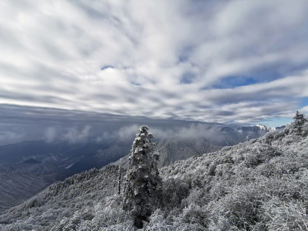 下雪的西岭雪山