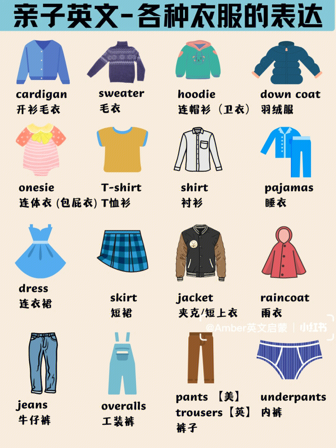 服装英语单词大全100个图片