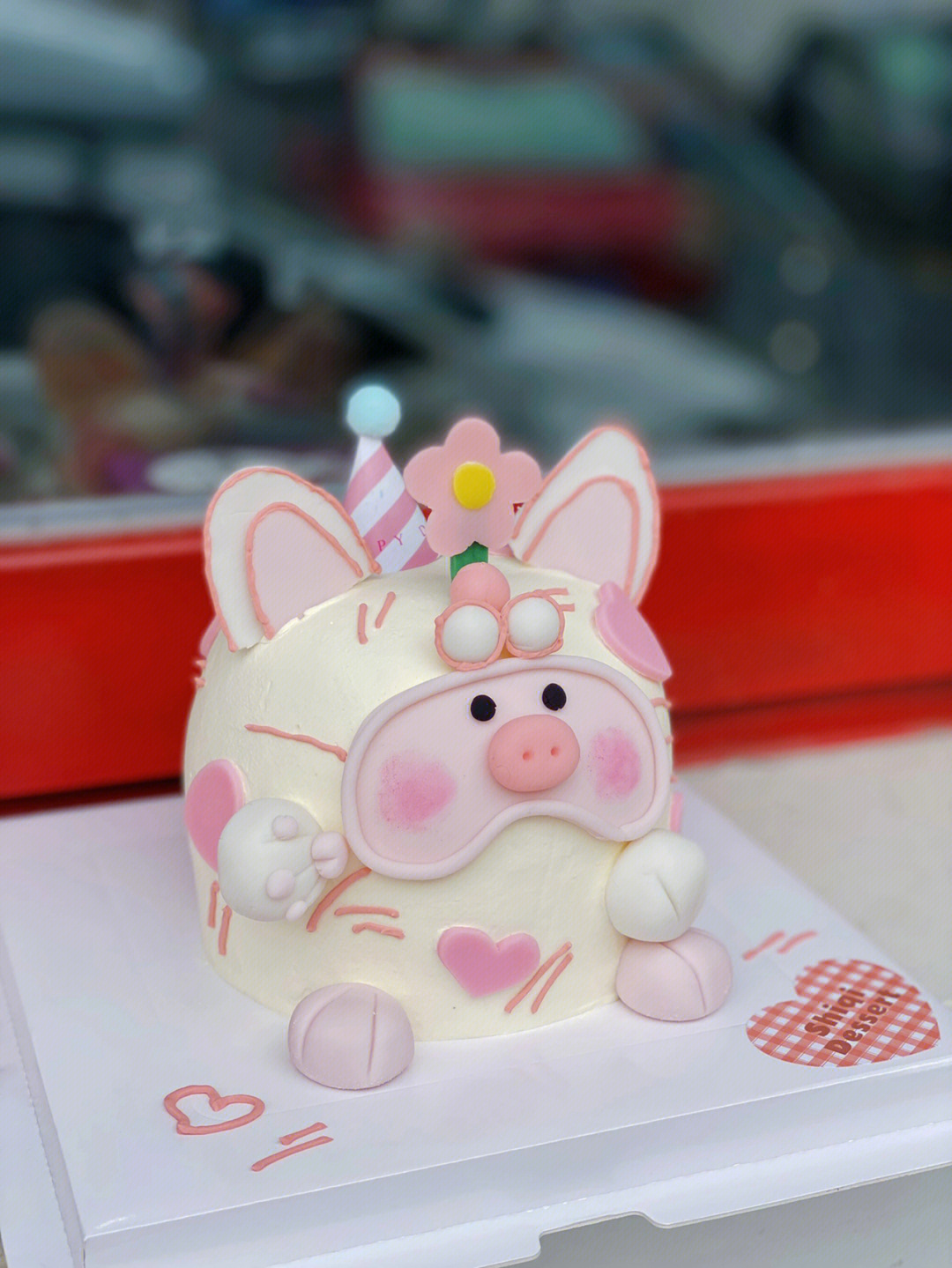 可爱立体猪宝宝蛋糕四寸小猪翻糖生日蛋糕