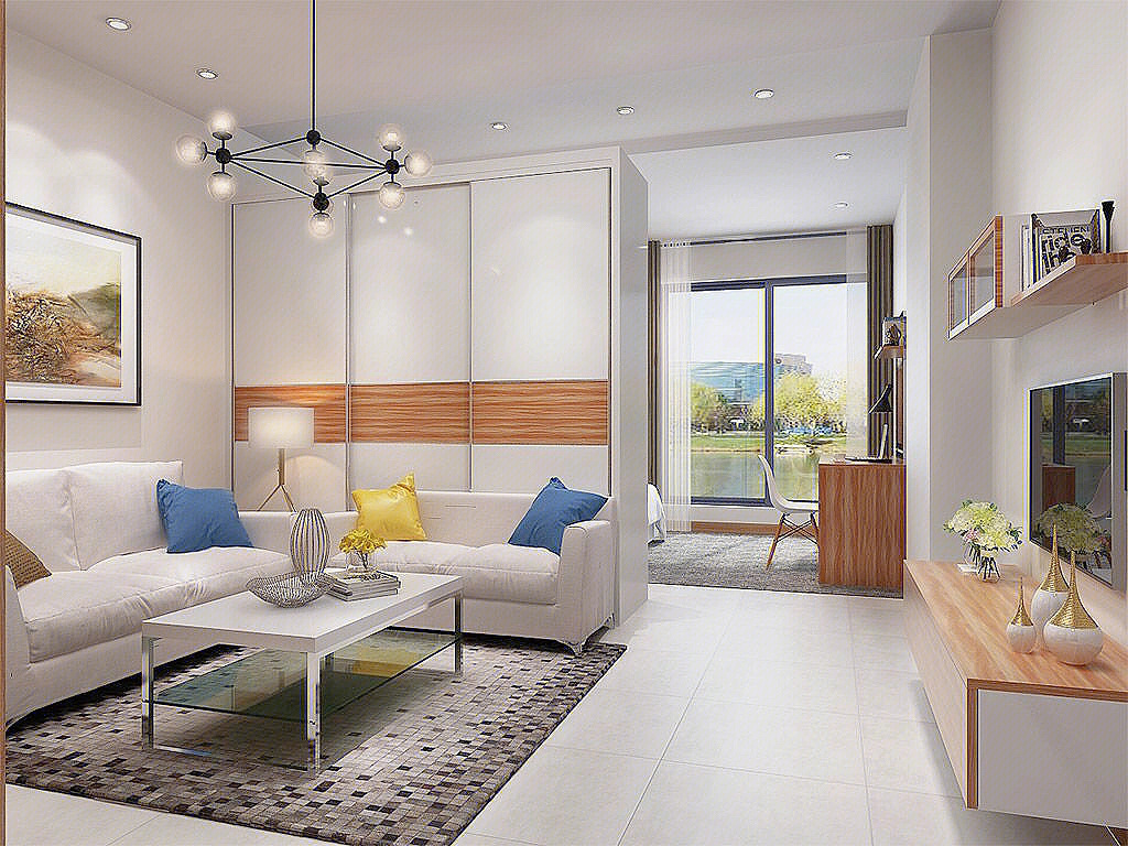 90本期是一套面积只有40平米的现代简约单身公寓,以原木色和白色