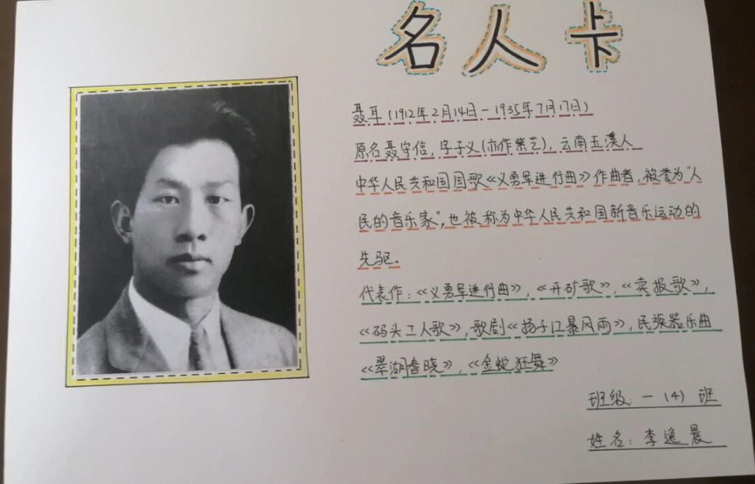 中国名人名片图片