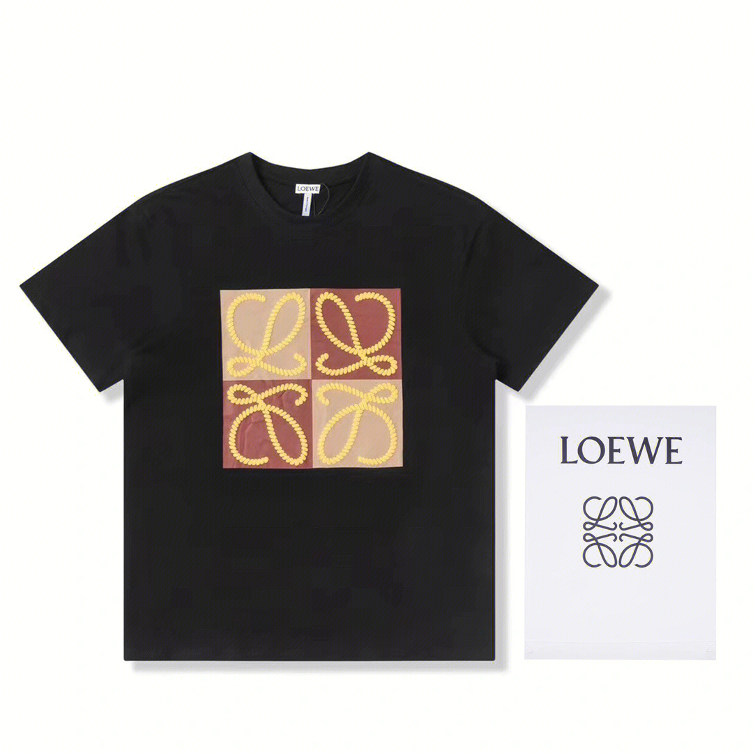 loewe罗意威格子麻绳发泡印花短袖t恤22ss夏季限定款发泡圆领短袖