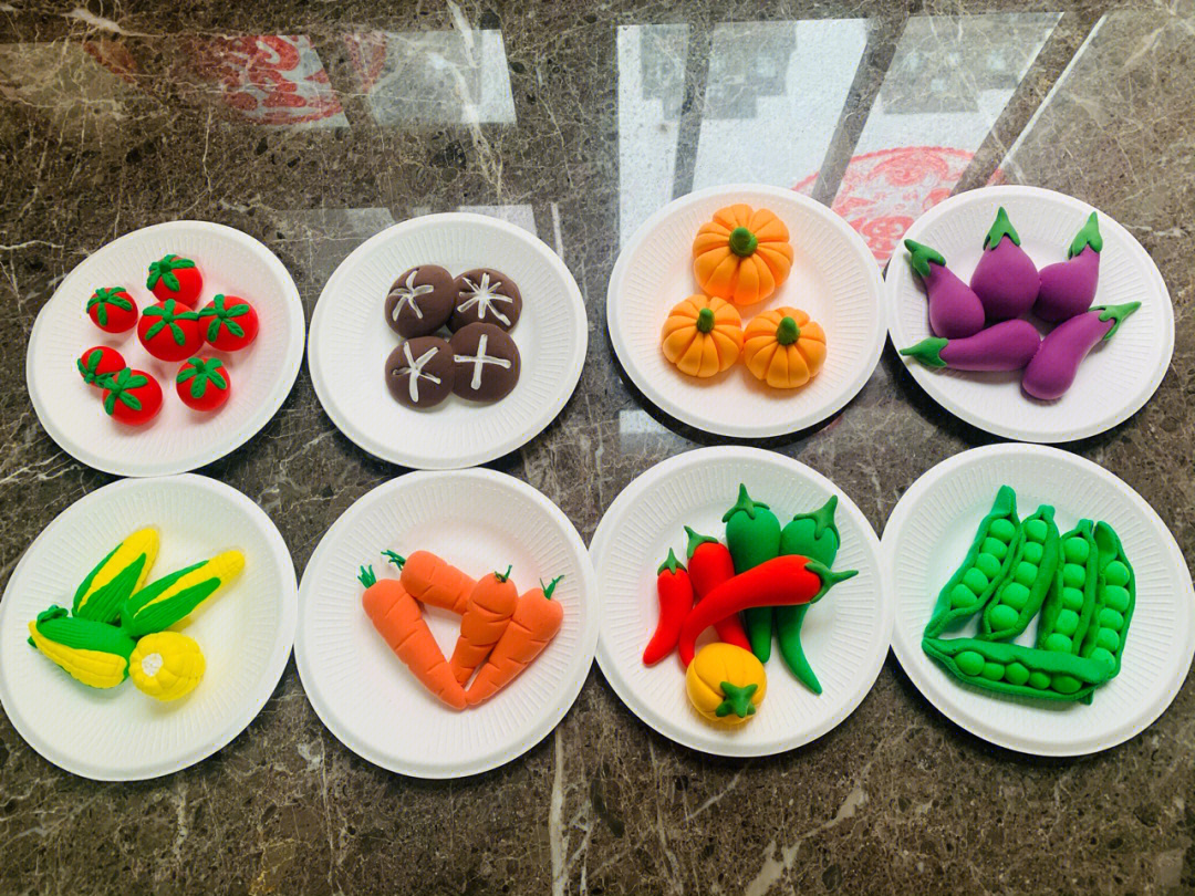 儿童手工粘土蔬菜简单图片