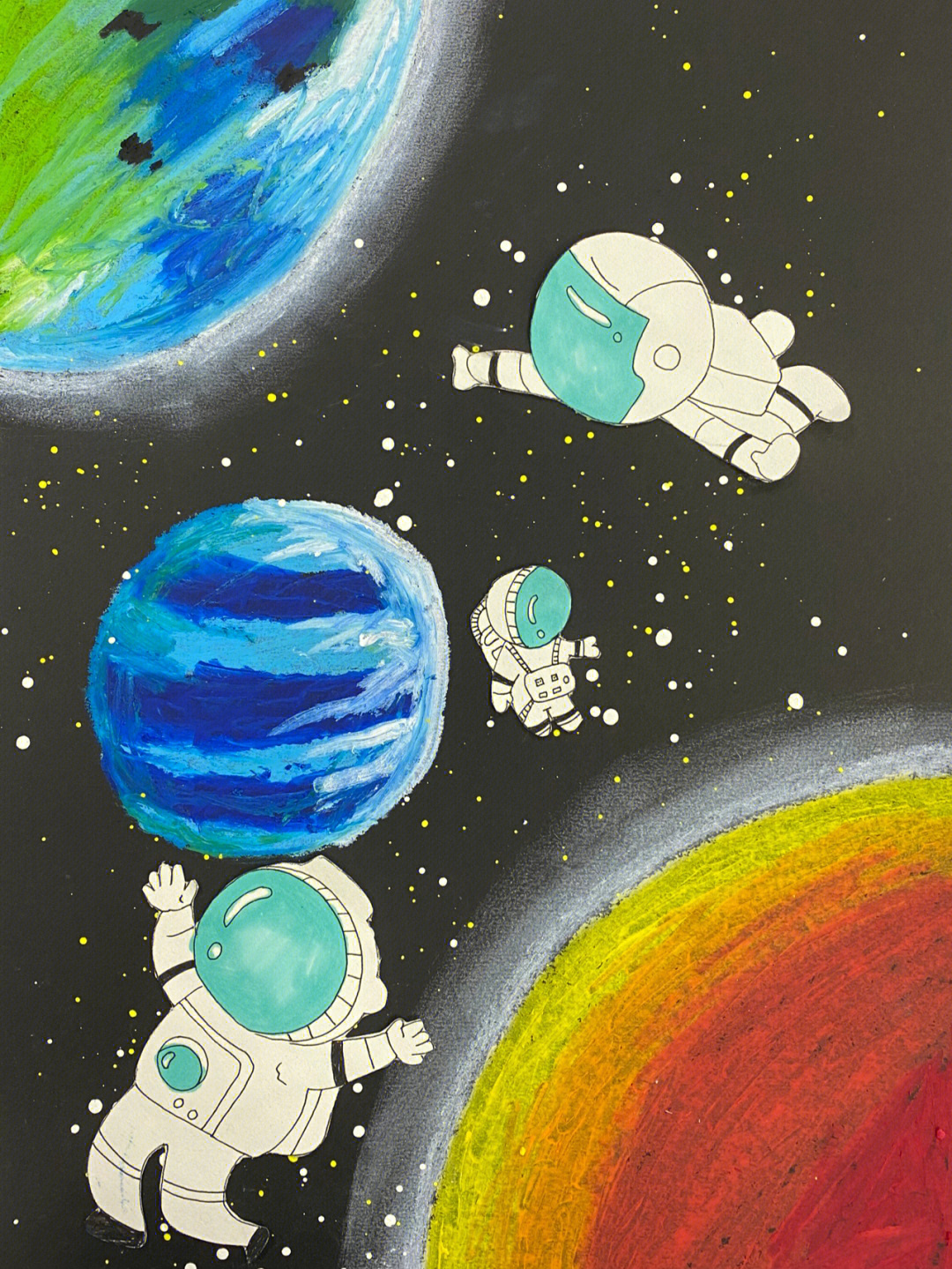三年级太空画美术图片