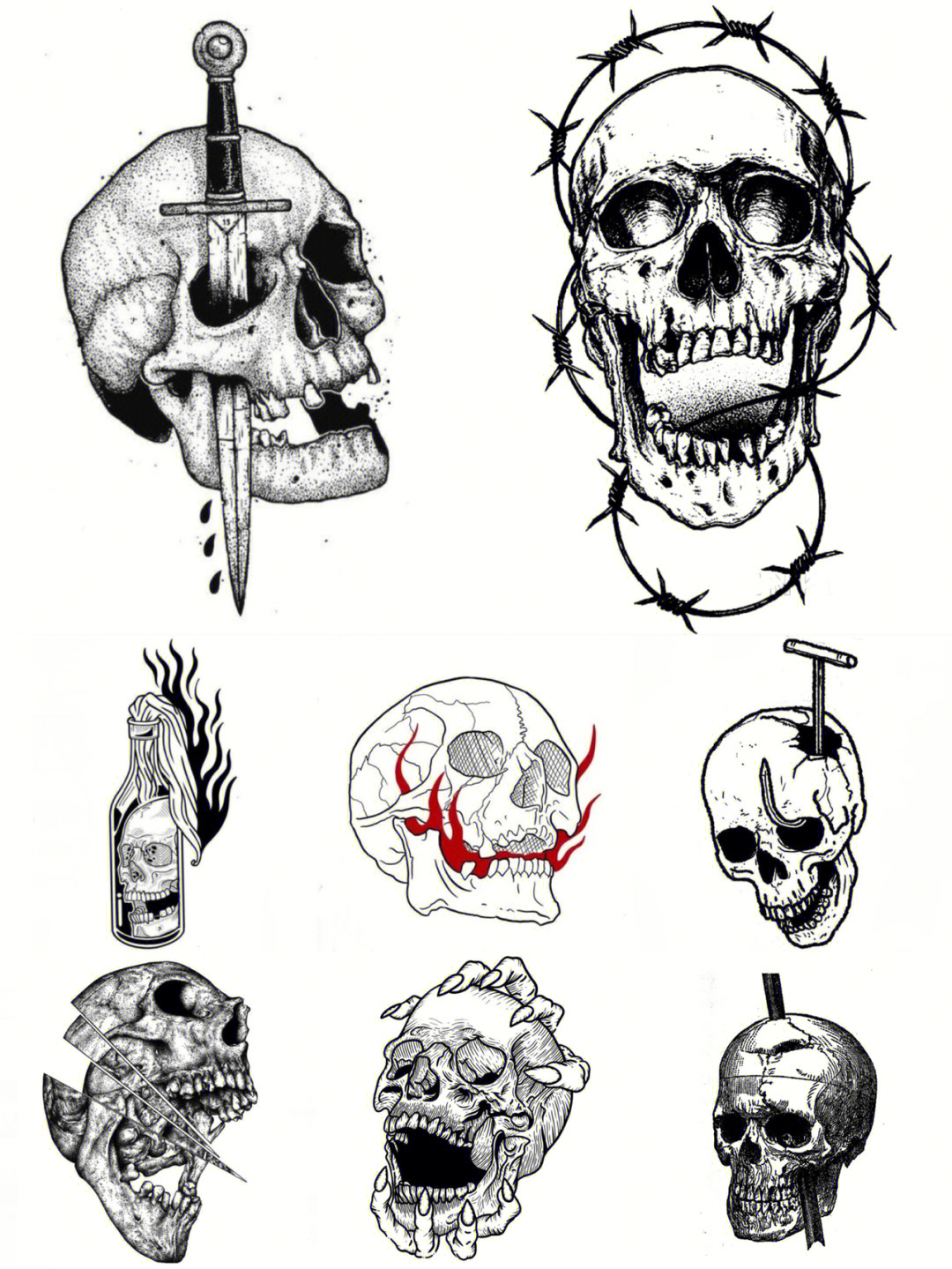 纹身手稿骷髅头skull03