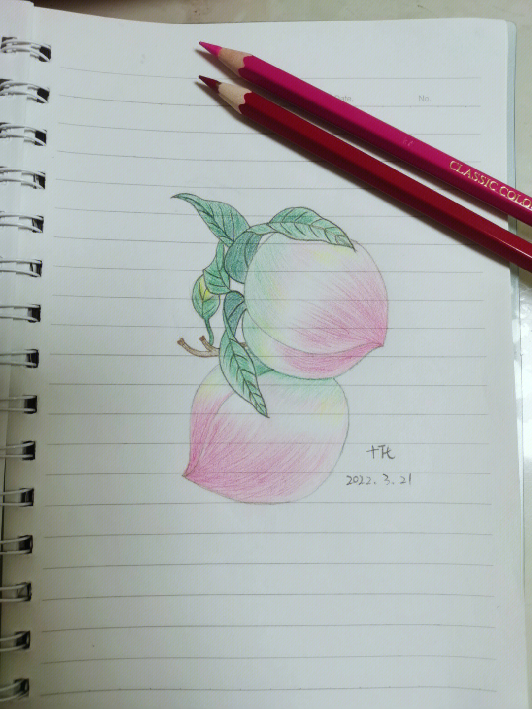 临摹彩铅画桃子