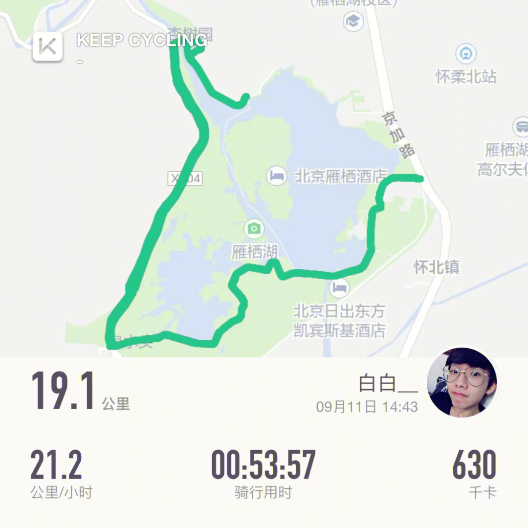 雁栖湖骑行路线图图片