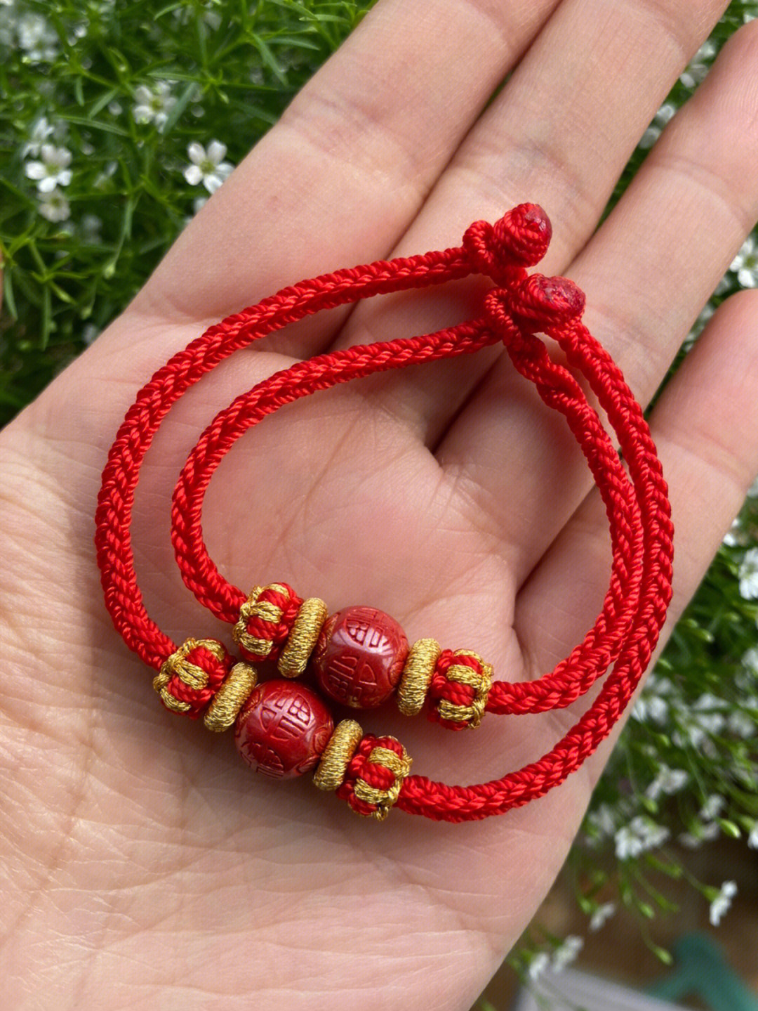 红绳加小珠子的编法图片