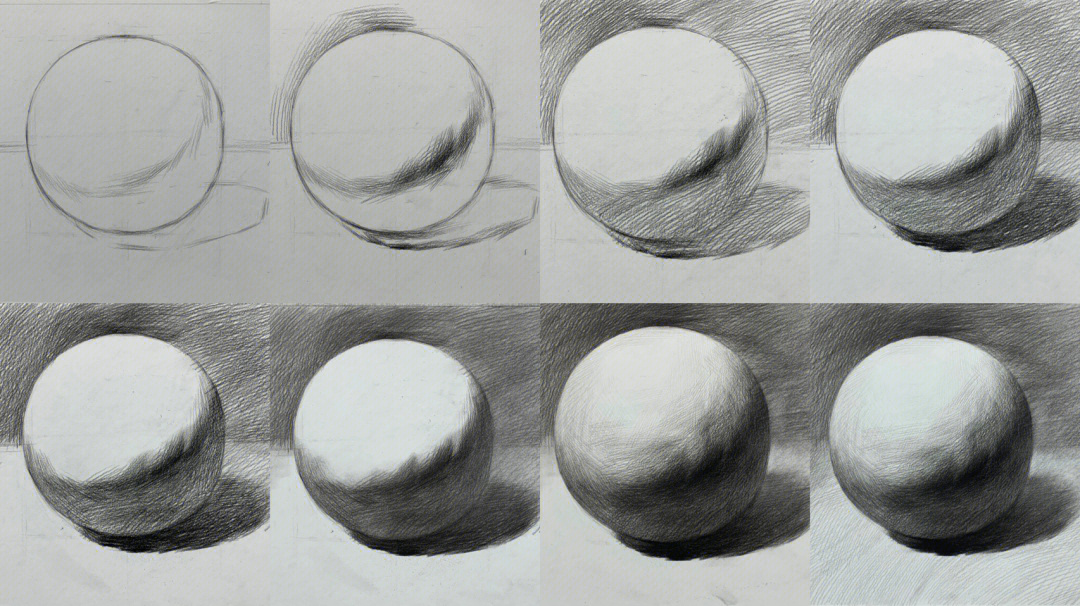 石膏球体结构素描图片