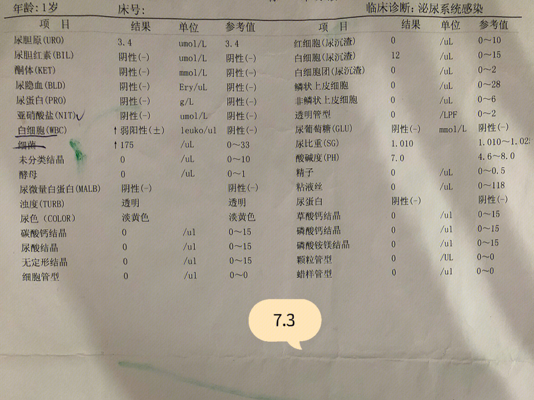 尿常规化验单儿童图片