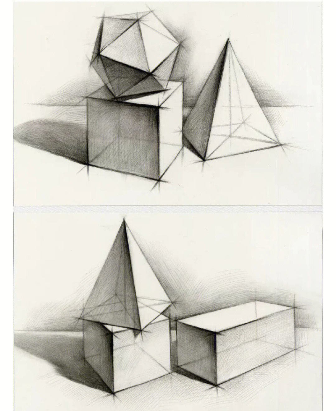 素描几何体复杂组合图片