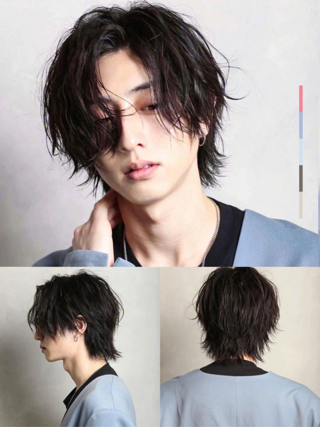 日式卷发型男图片