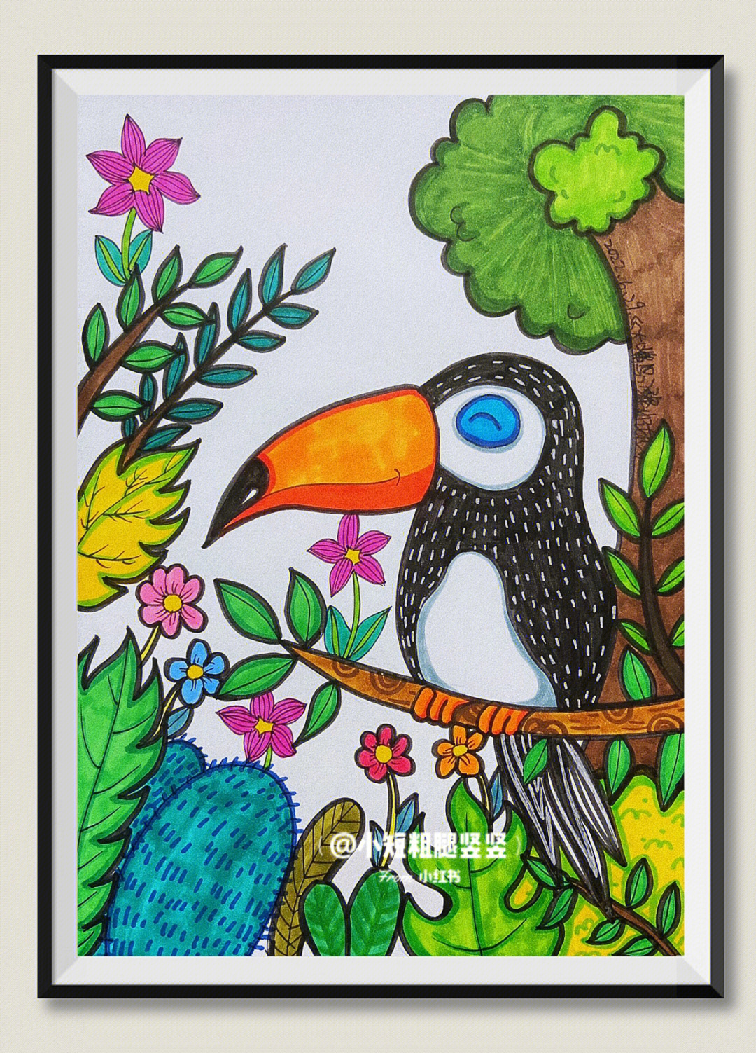 大嘴鸟儿童画的画法图片