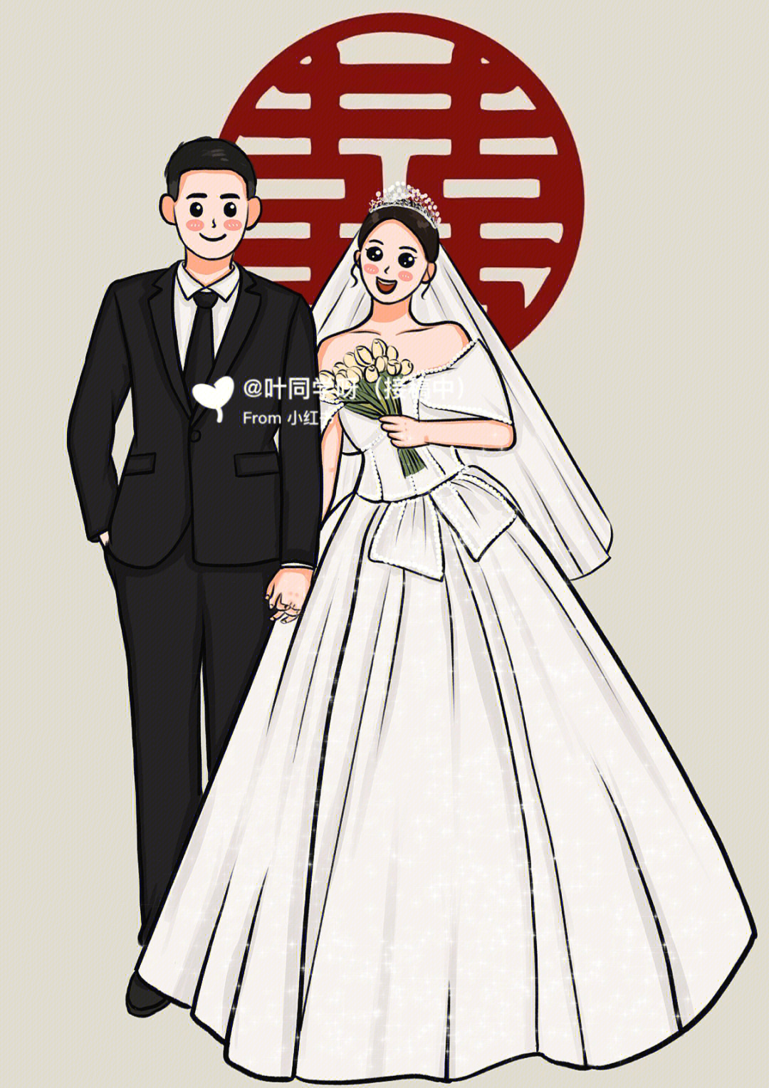 备婚姐妹看过来55r双人全身手绘婚纱照