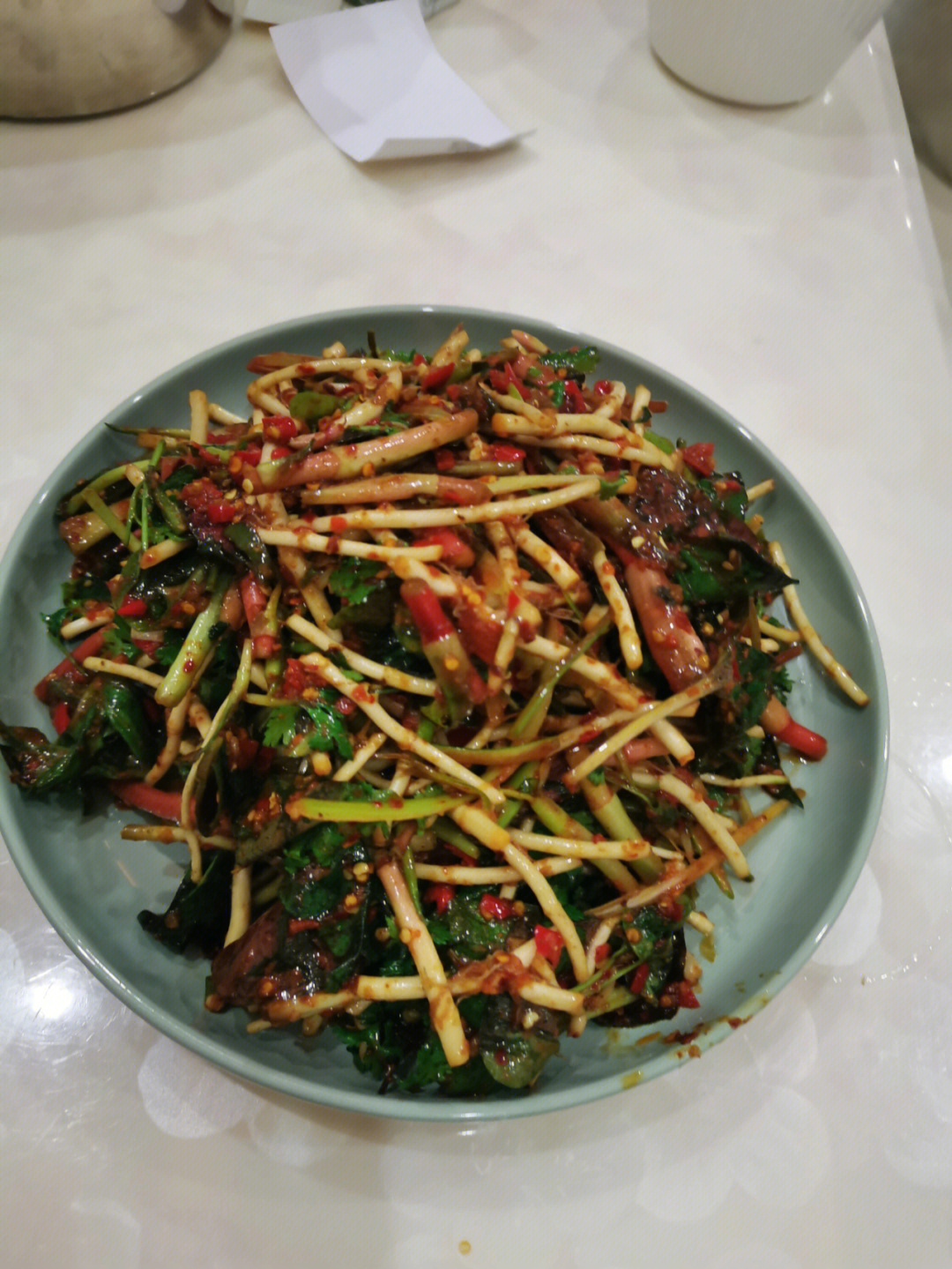 凉拌折耳根 辣椒炒肉,折耳根爱好者,一超大份菜,一根没剩,9199