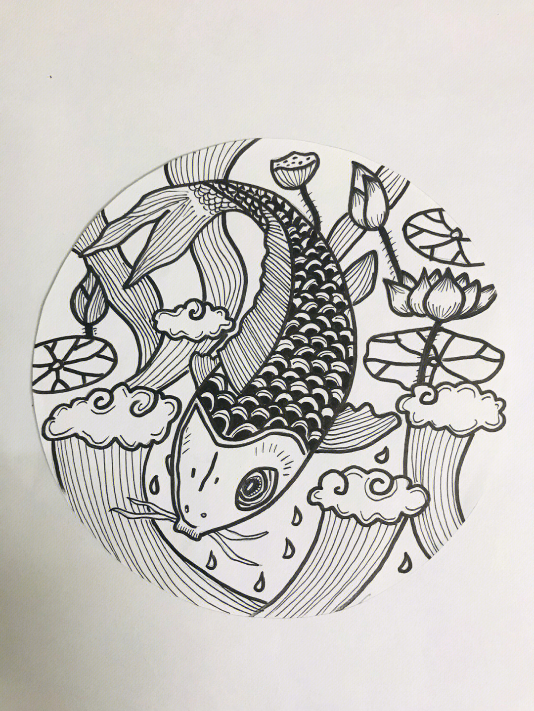 一组黑白线描画