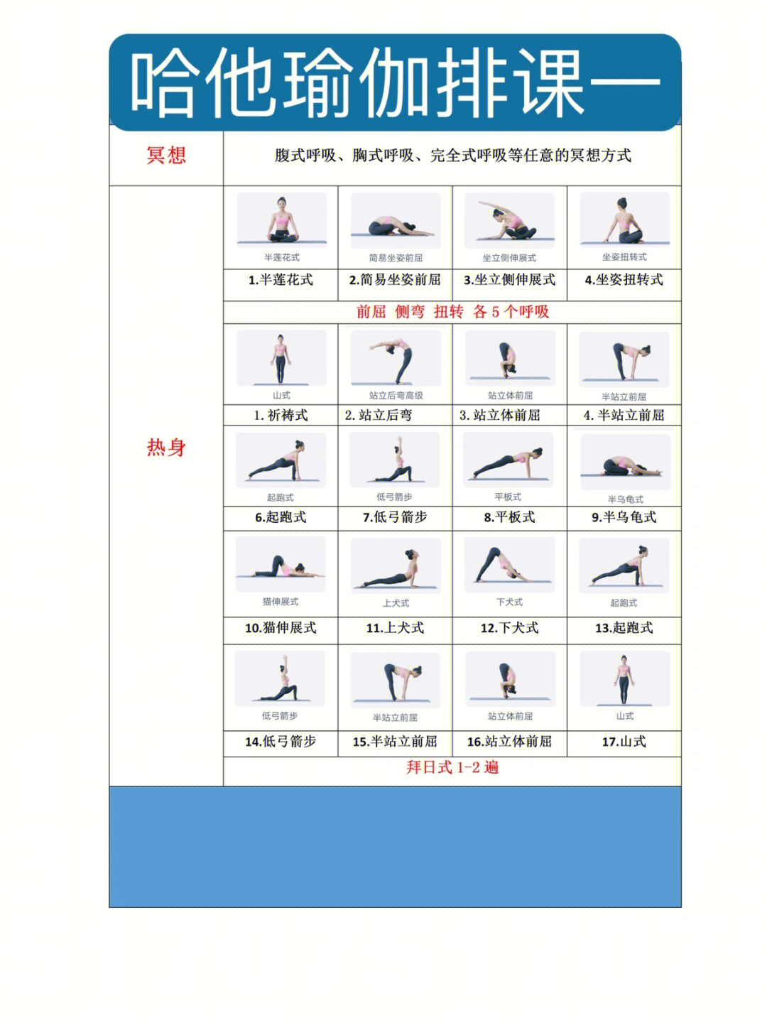 哈他瑜伽24体式名称图片