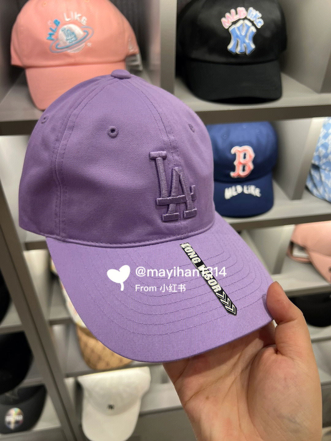 mlb棒球帽终于有超长帽檐的啦紫色超好看