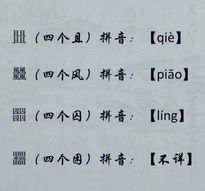 四个字叠在一起的字图片