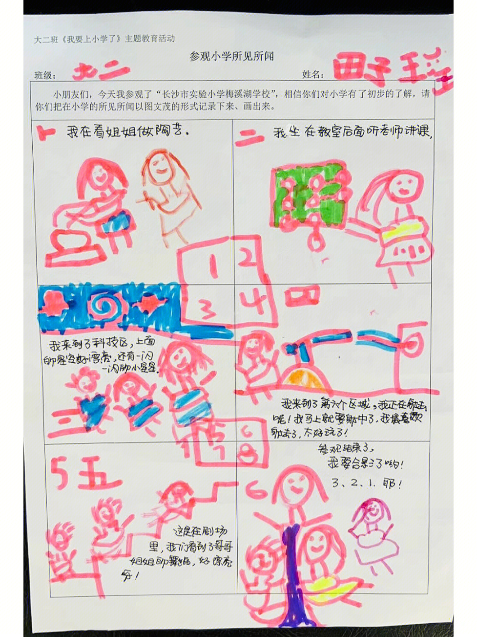 参观小学我要上小学了调查表