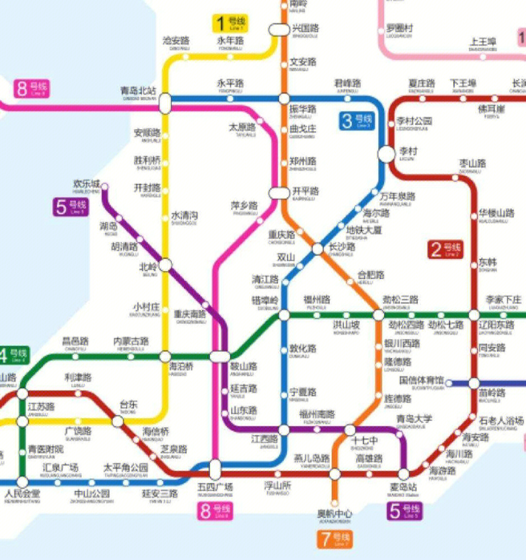 只要讲一下青岛交通 地铁图已附记得下载青岛地铁的app 它没有共享