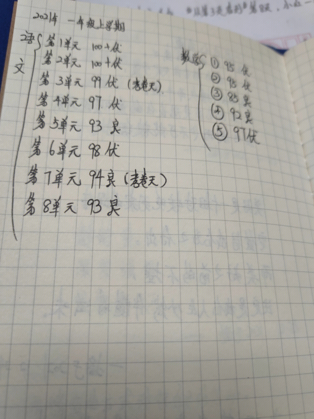 晚上整理了一下她的考卷,做了几个小结,语文5优3良,数学估计考卷不齐