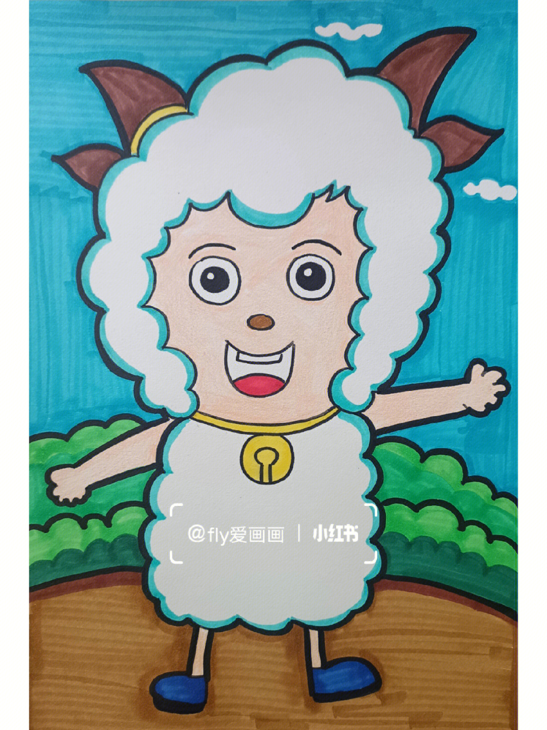 喜羊羊简笔画上色图片