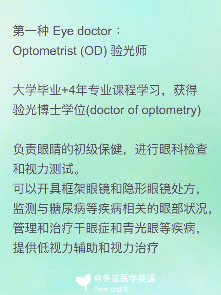 美国的两种eyedoctor眼科医生