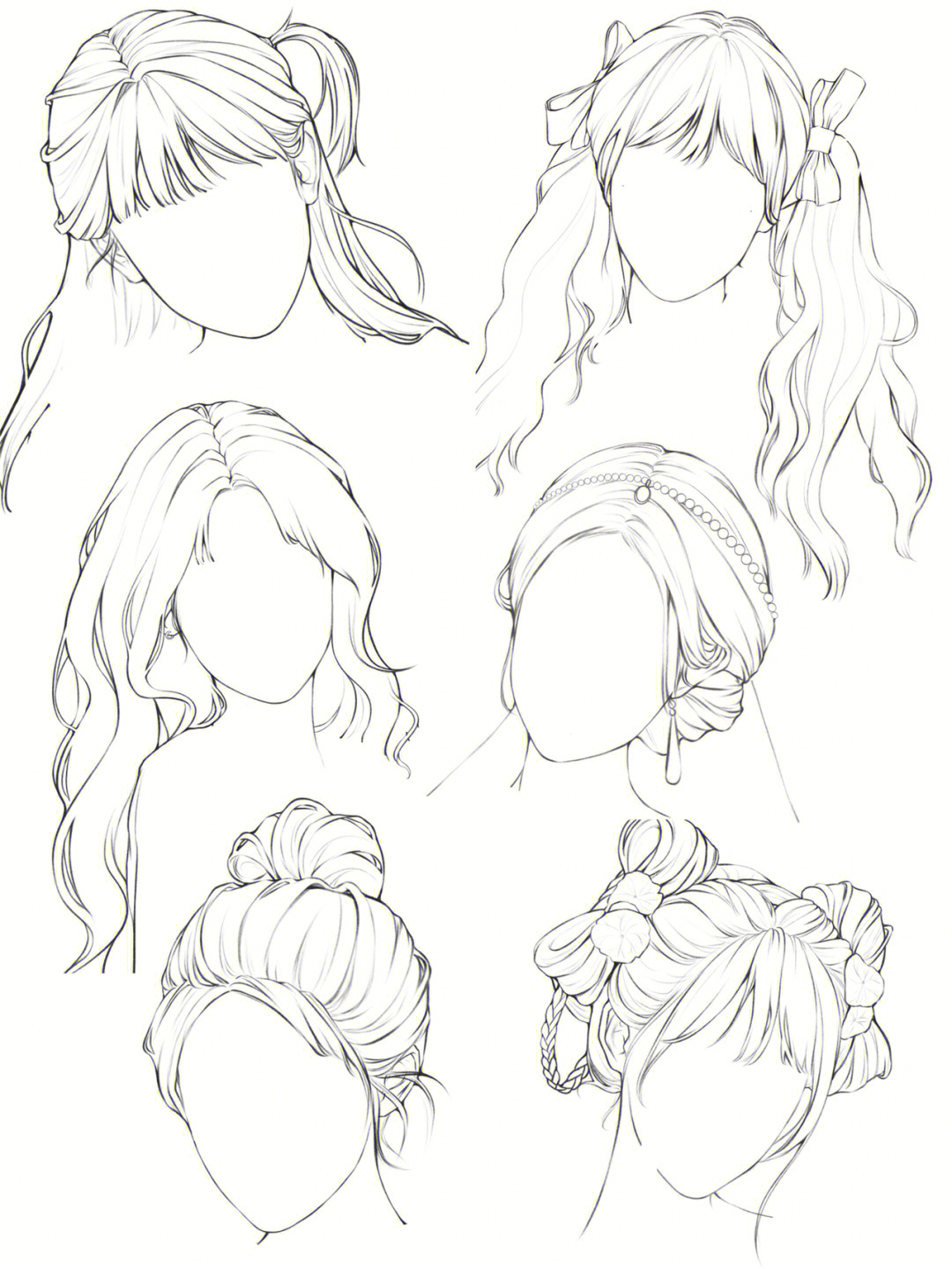 女生头发线稿线稿练习procreate手绘头发
