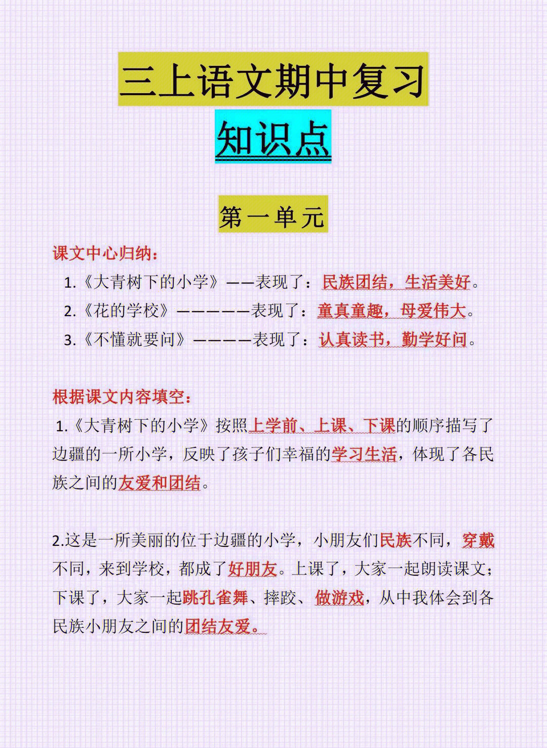 复习知识点#家长收藏孩子受益#必考考点#小学语文#小学语文部编