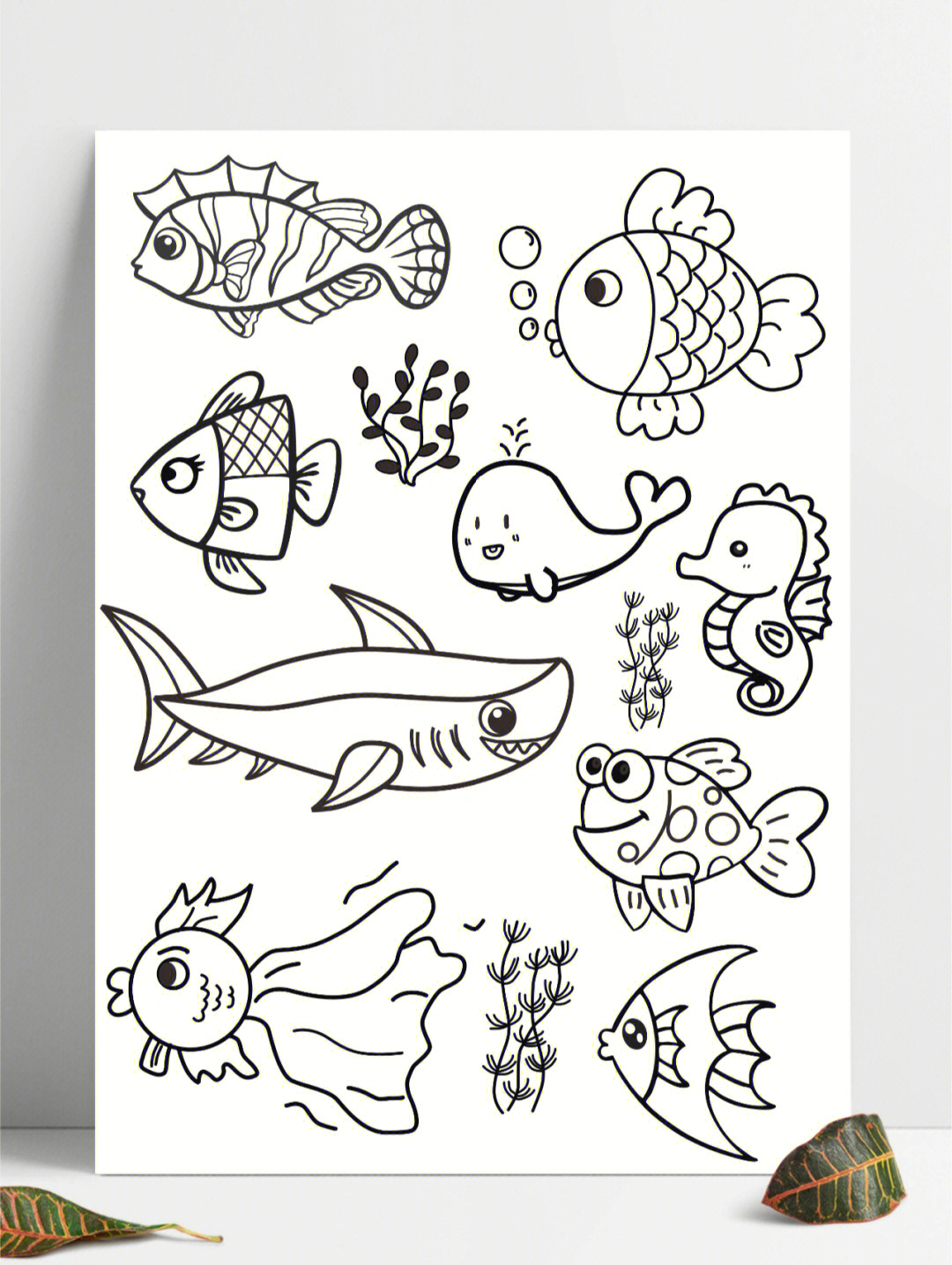 鱼类简笔画 海底世界图片