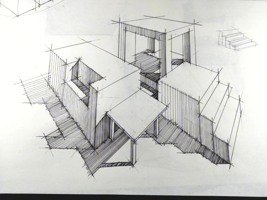 手绘透视体块练习
