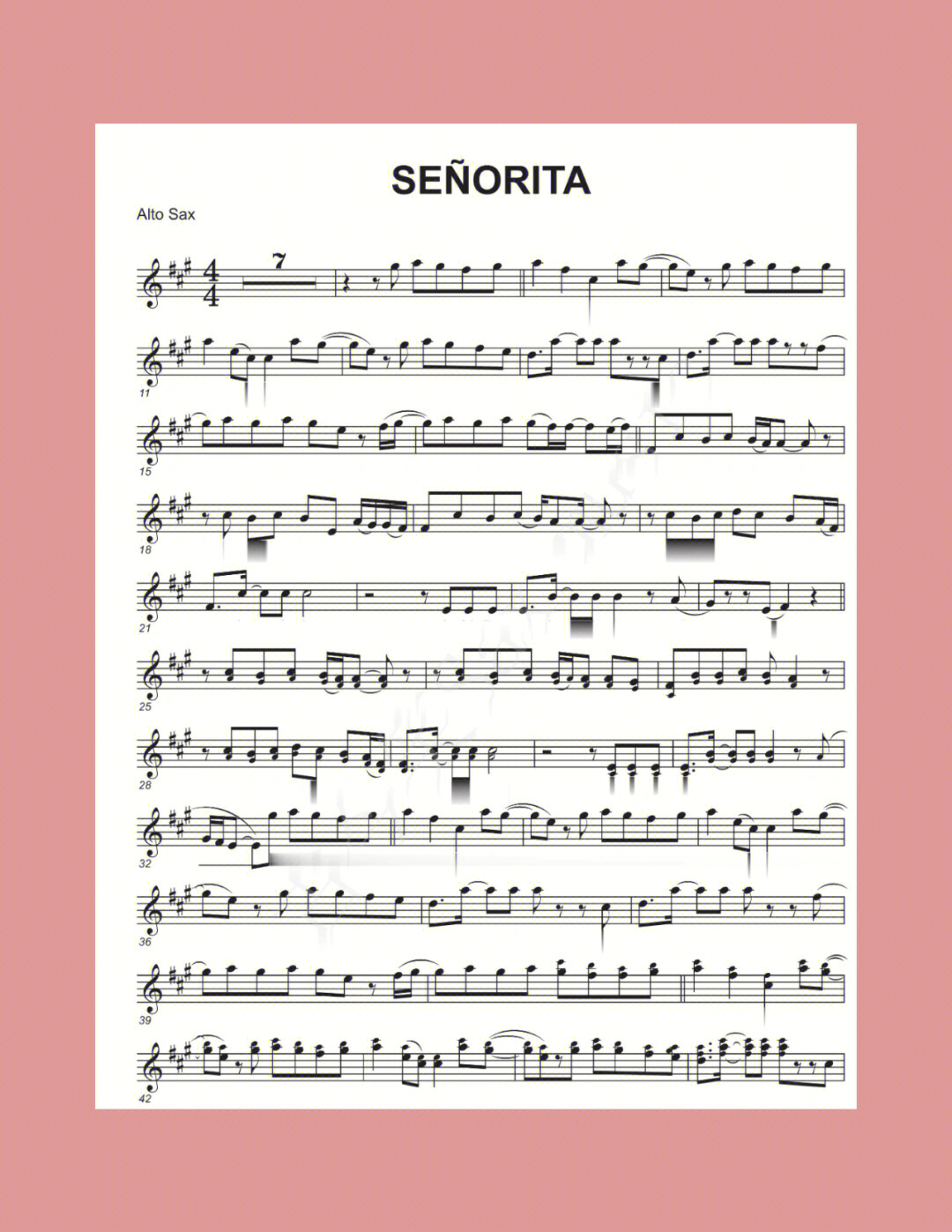 senorita钢琴谱数字图片