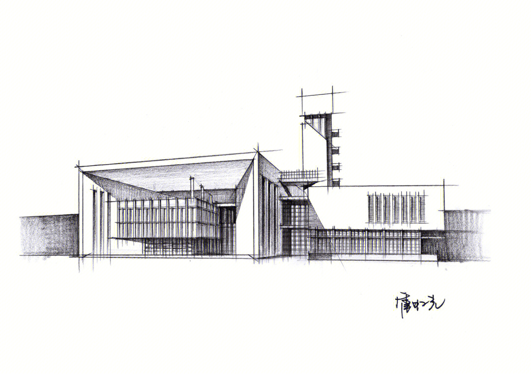 小型建筑快题设计手绘图片