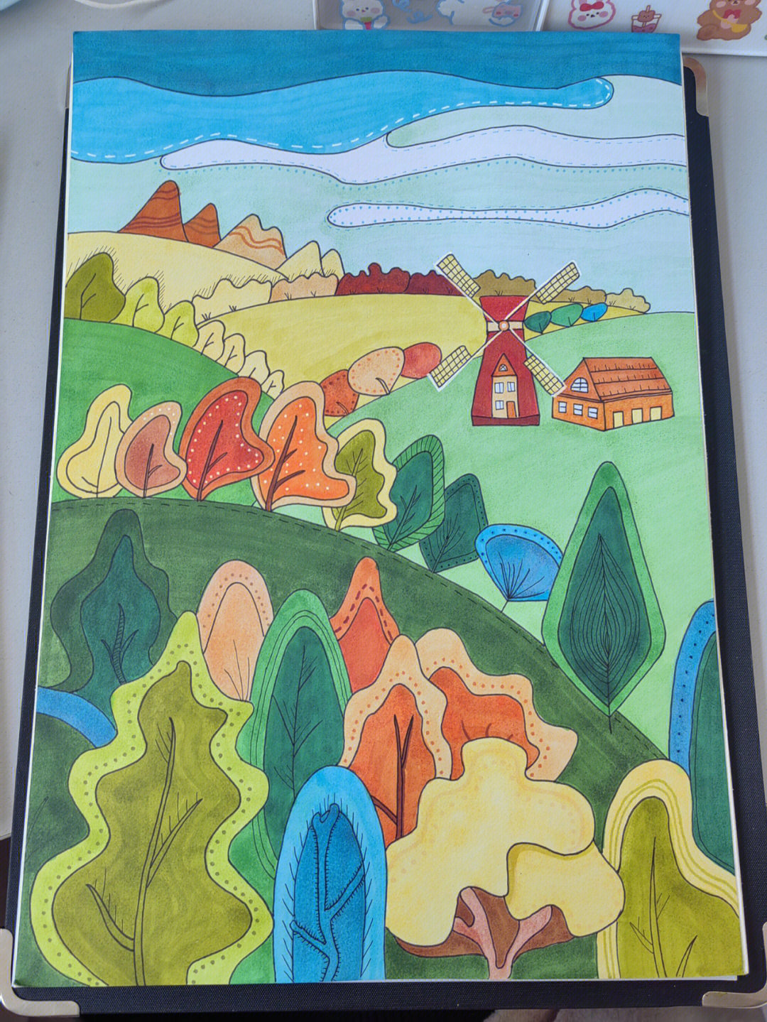 马克笔风景装饰画