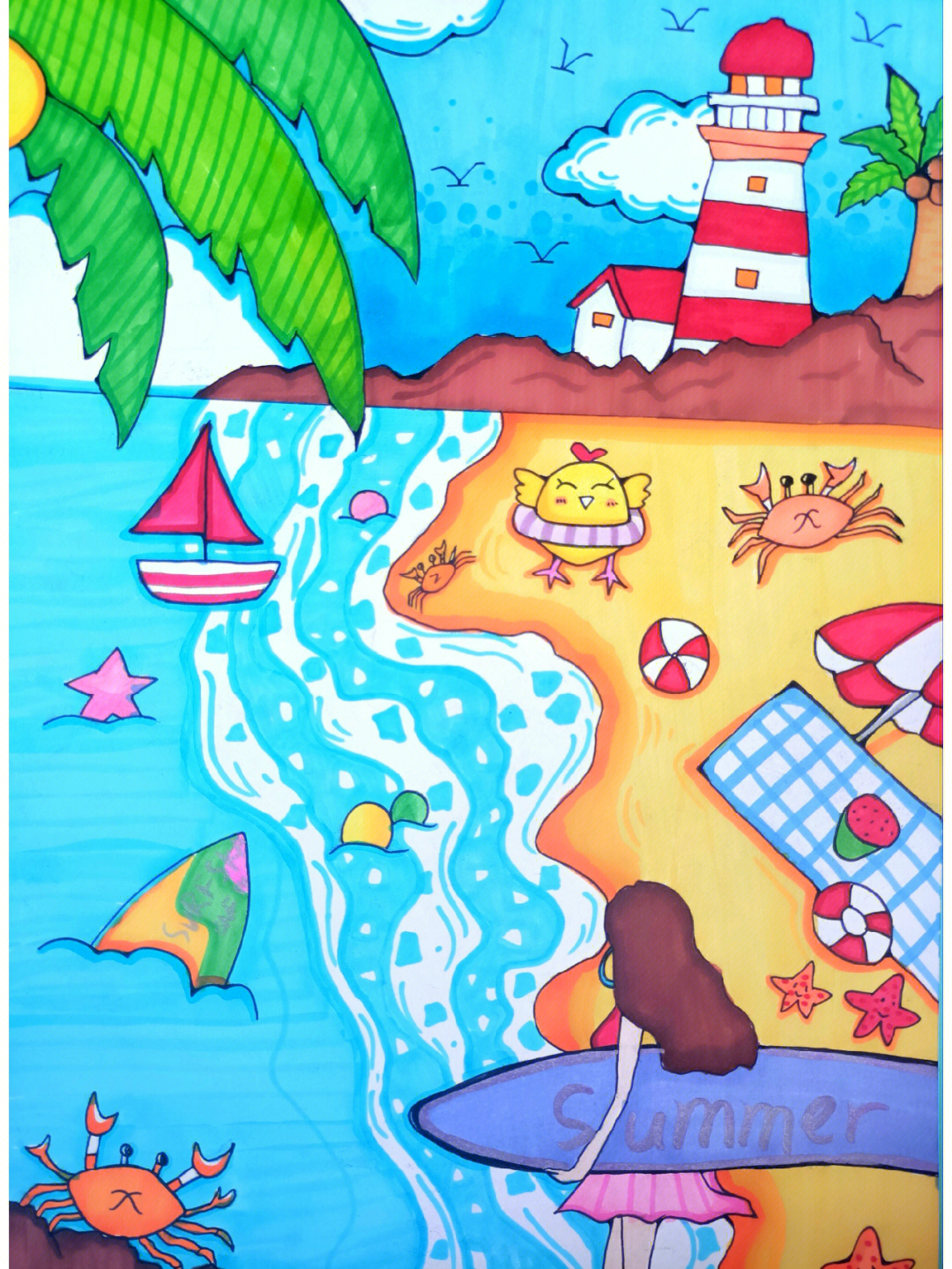 创意儿童画夏日海滩77