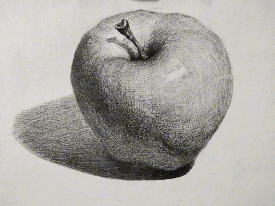 切一半苹果的画法素描图片