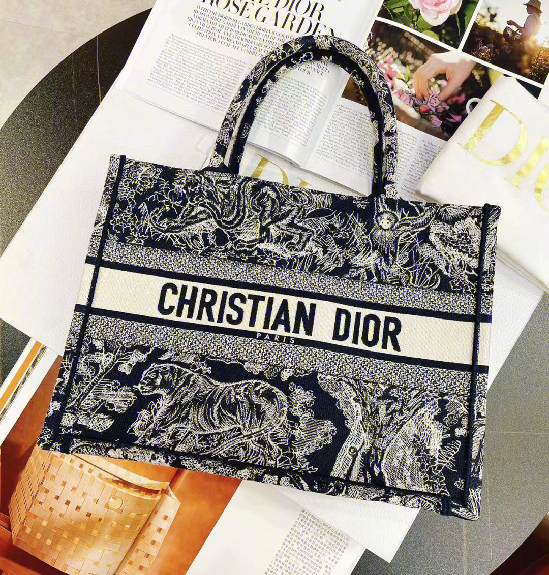 99dior/迪奥  老花刺绣book tote 小号动物园托特包腋下女包手提包