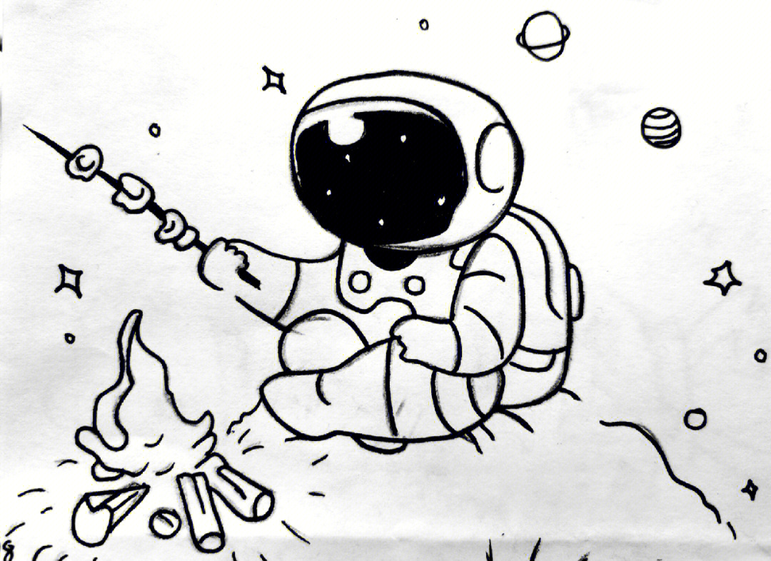 宇航员睡觉简笔画图片