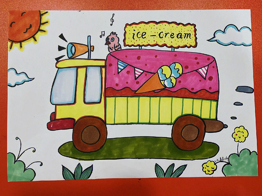 车简笔画冰淇淋简单图片