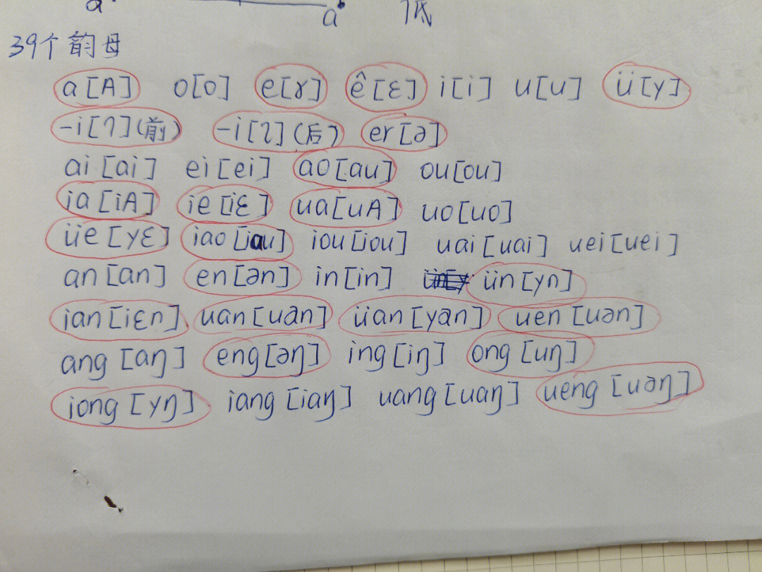 教你快速背现代汉语39个韵母