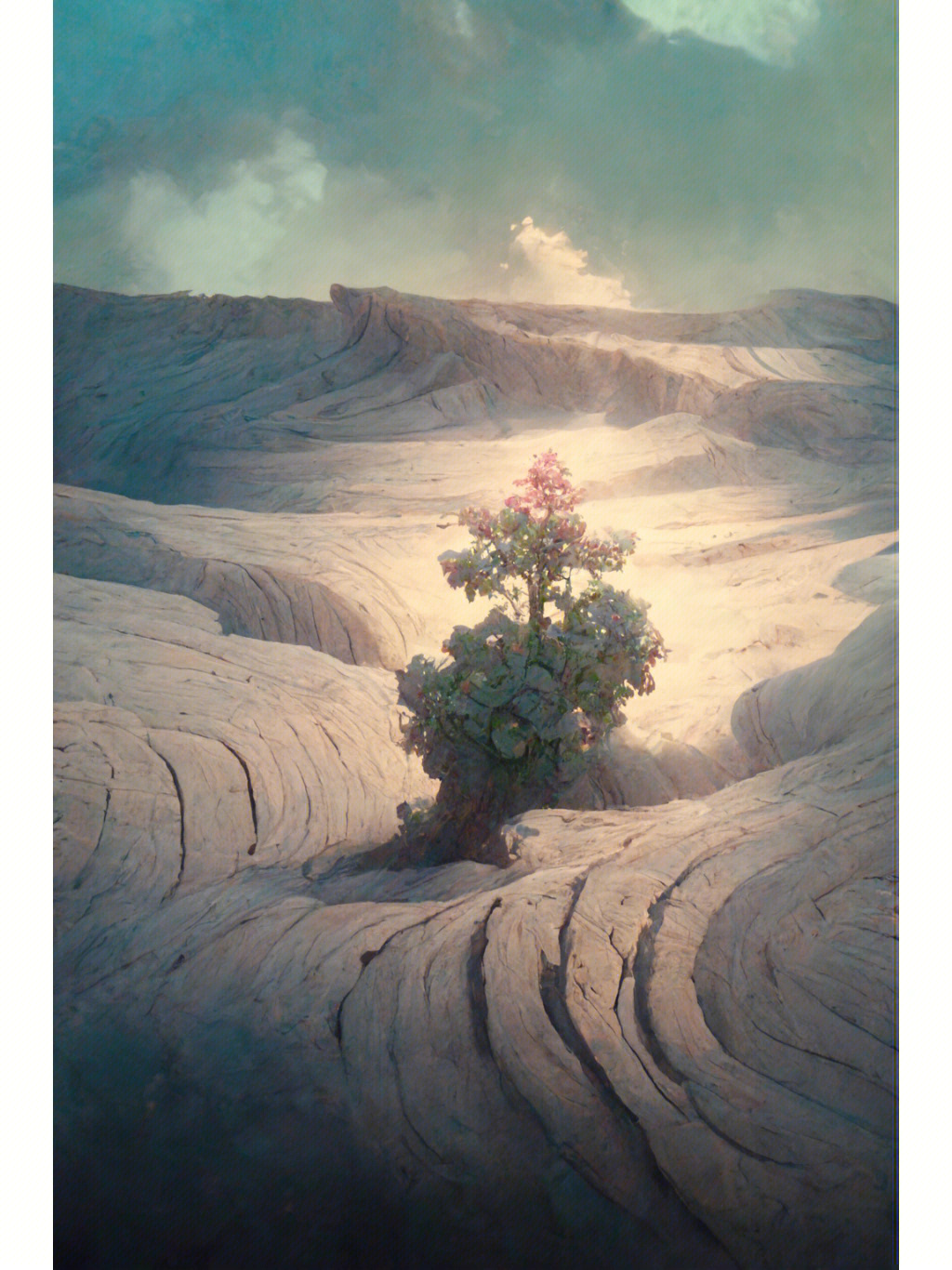 沙漠里的树图画图片