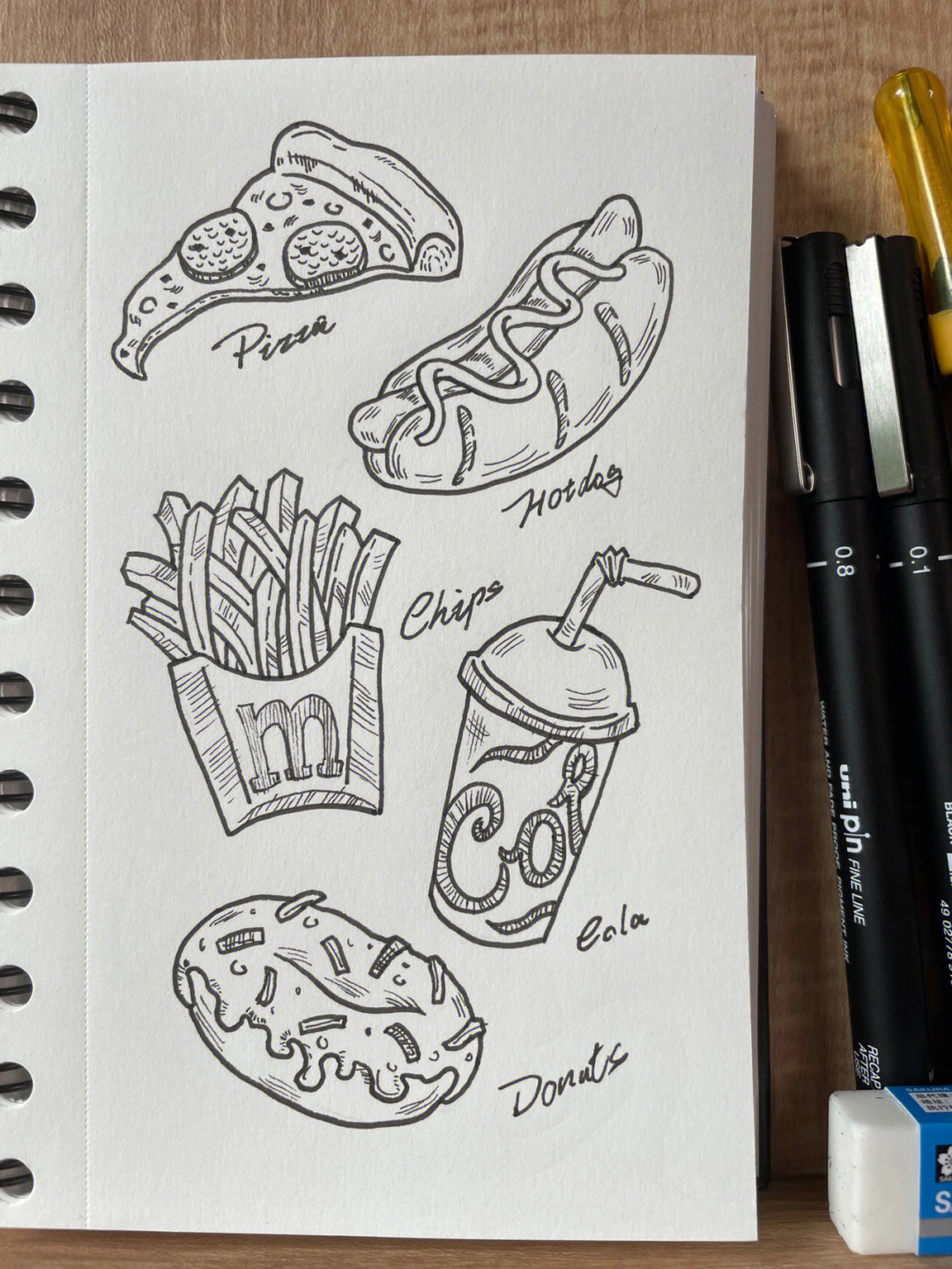 可爱的垃圾食品们简笔画手帐素材教程