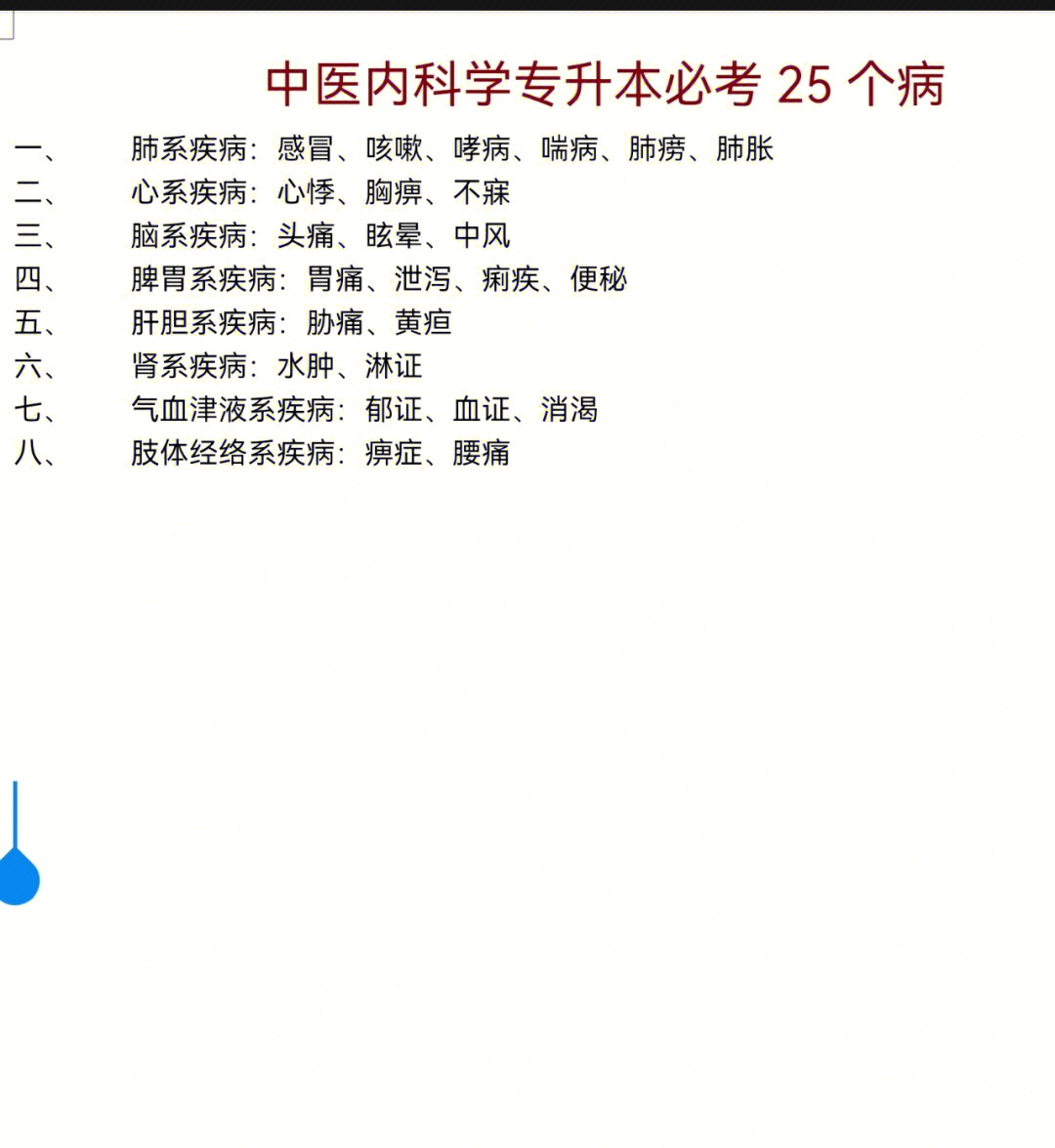 中医内科学25个常考病定义西医名称治则