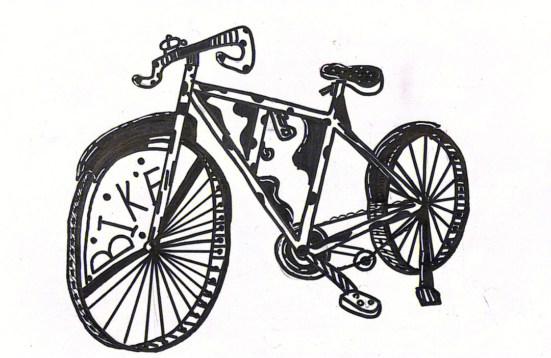 自行车局部写生线描图片